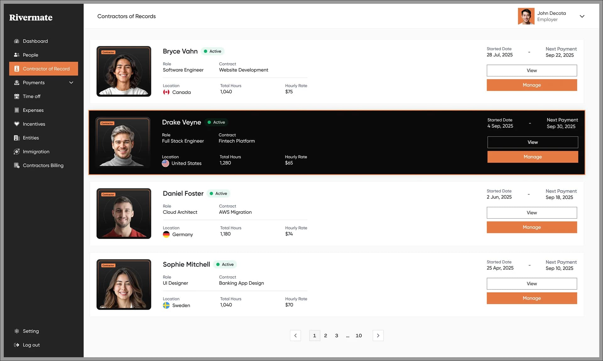 Rivermate dashboard preview