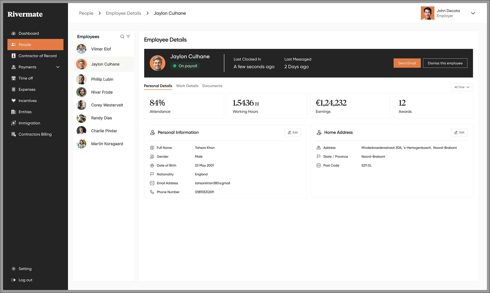 Rivermate dashboard preview