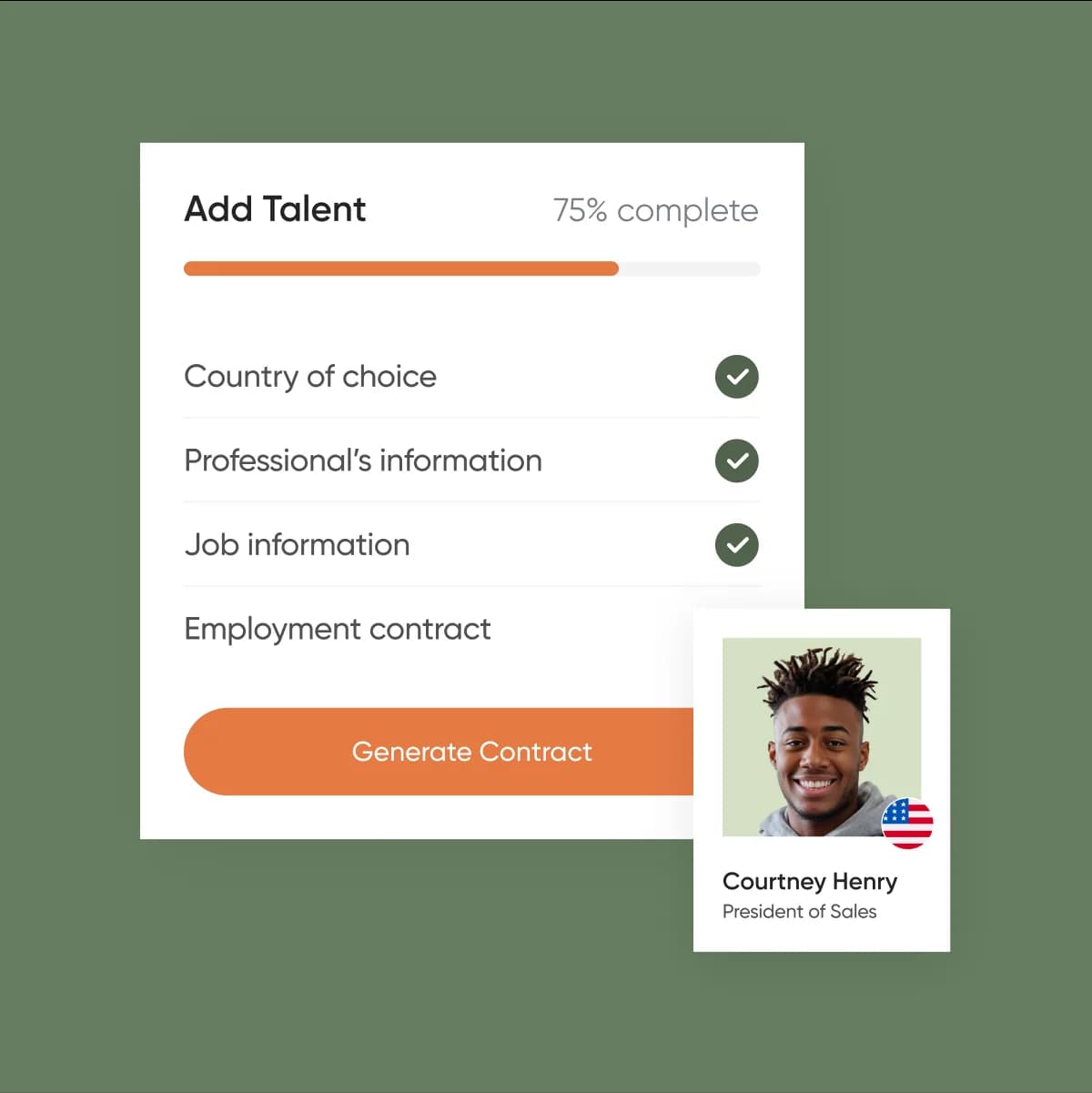 Talent profile card example